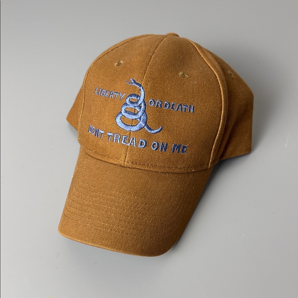 Brown Cap with Blue Embroidered Text